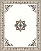 Ornate Brown Floral Border Medallion Rug