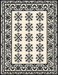 Black Creme Floral Medallion Border Rug