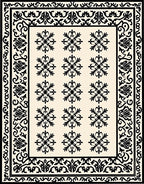 Black Creme Floral Medallion Border Rug