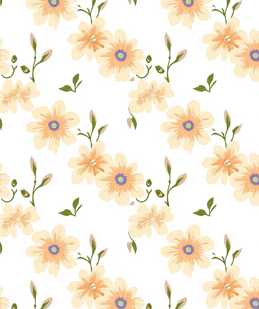 Cream Petal Blossom Scatter Rug