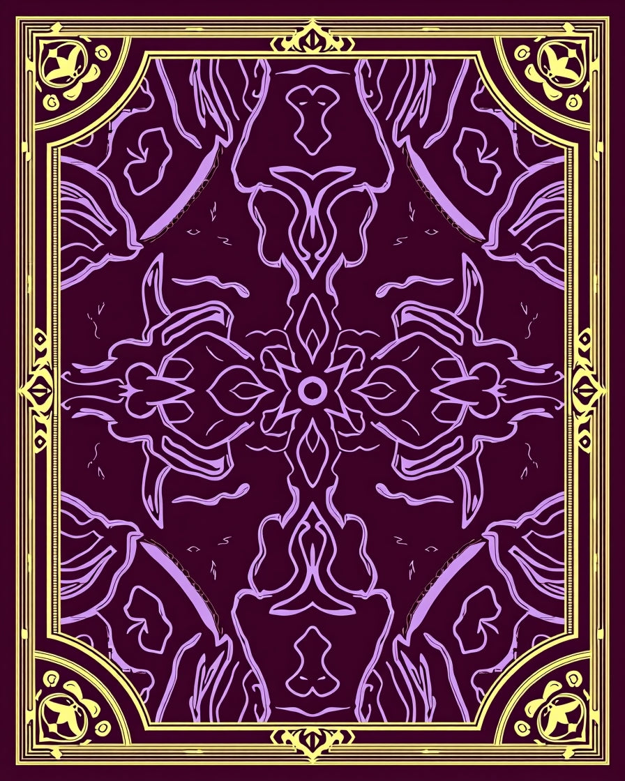 Dark Plum Lavender Ornate Scroll Rug