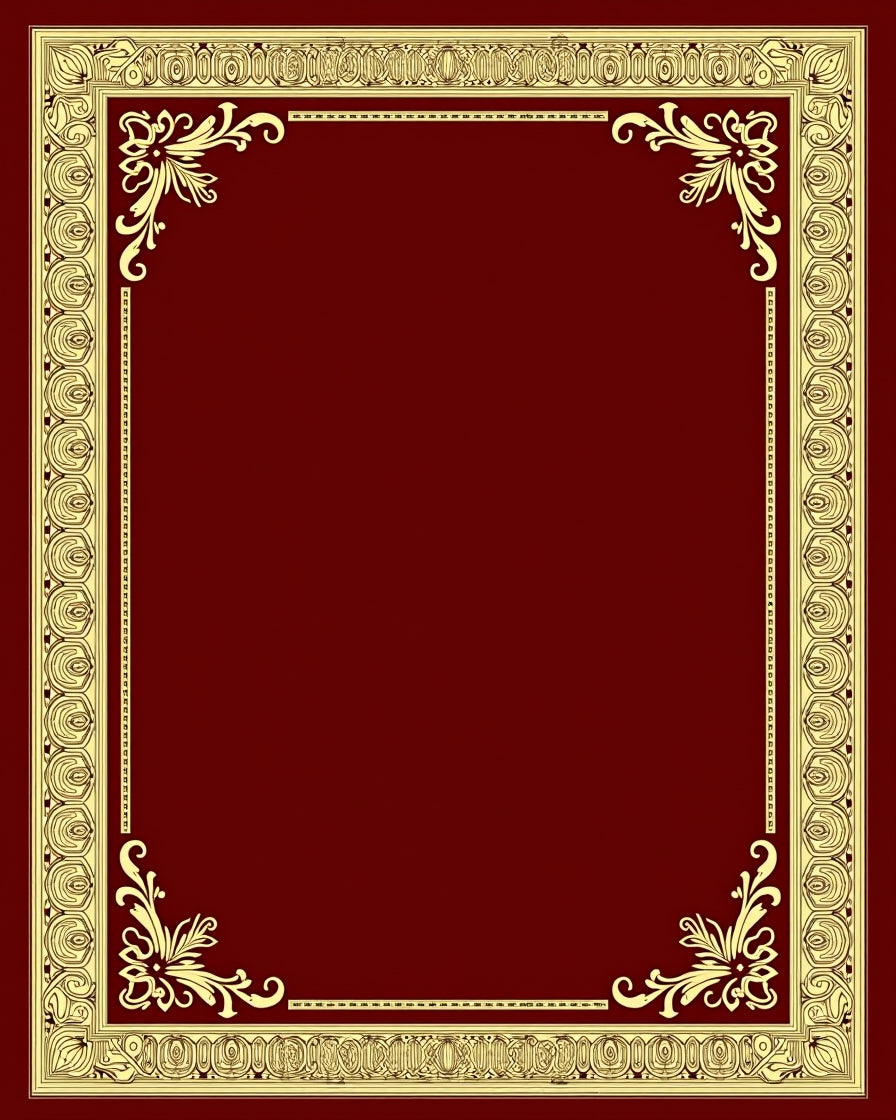 Ornate Golden Filigree Border Rug