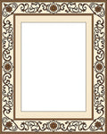 Cream Brown Floral Vintage Scroll Border Rug