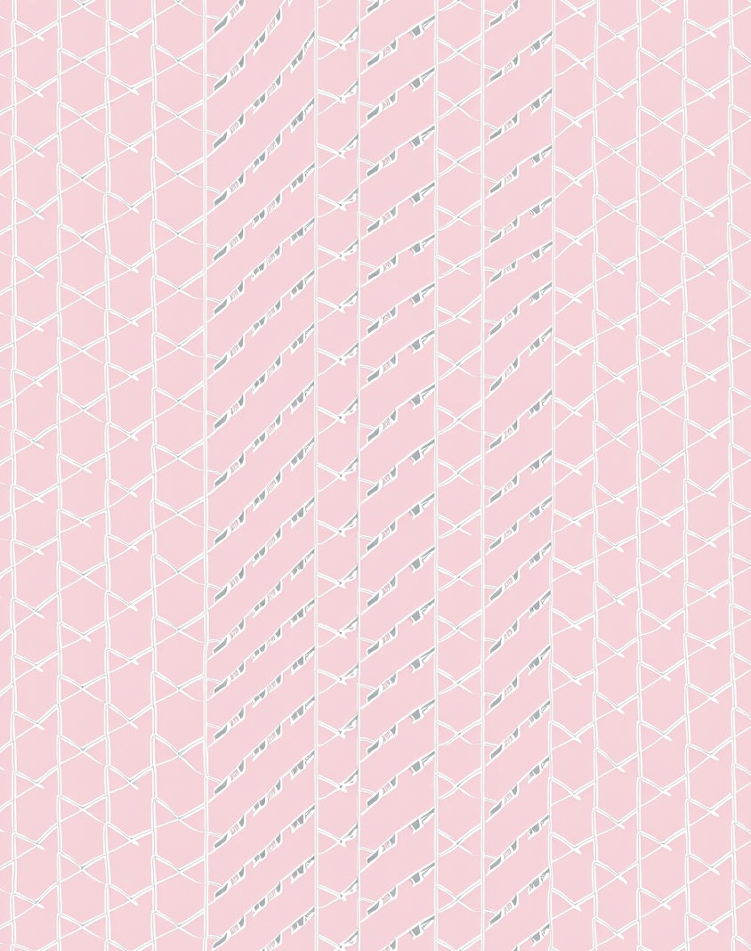 Soft Pink Geometric Gridded Fabric Rug