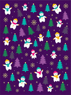 Playful Snowmen Forest Winter Scene Rug