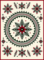 Crimson Green Starburst Mandala Rug
