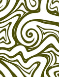 Olive Green Swirl Abstract Organic Rug