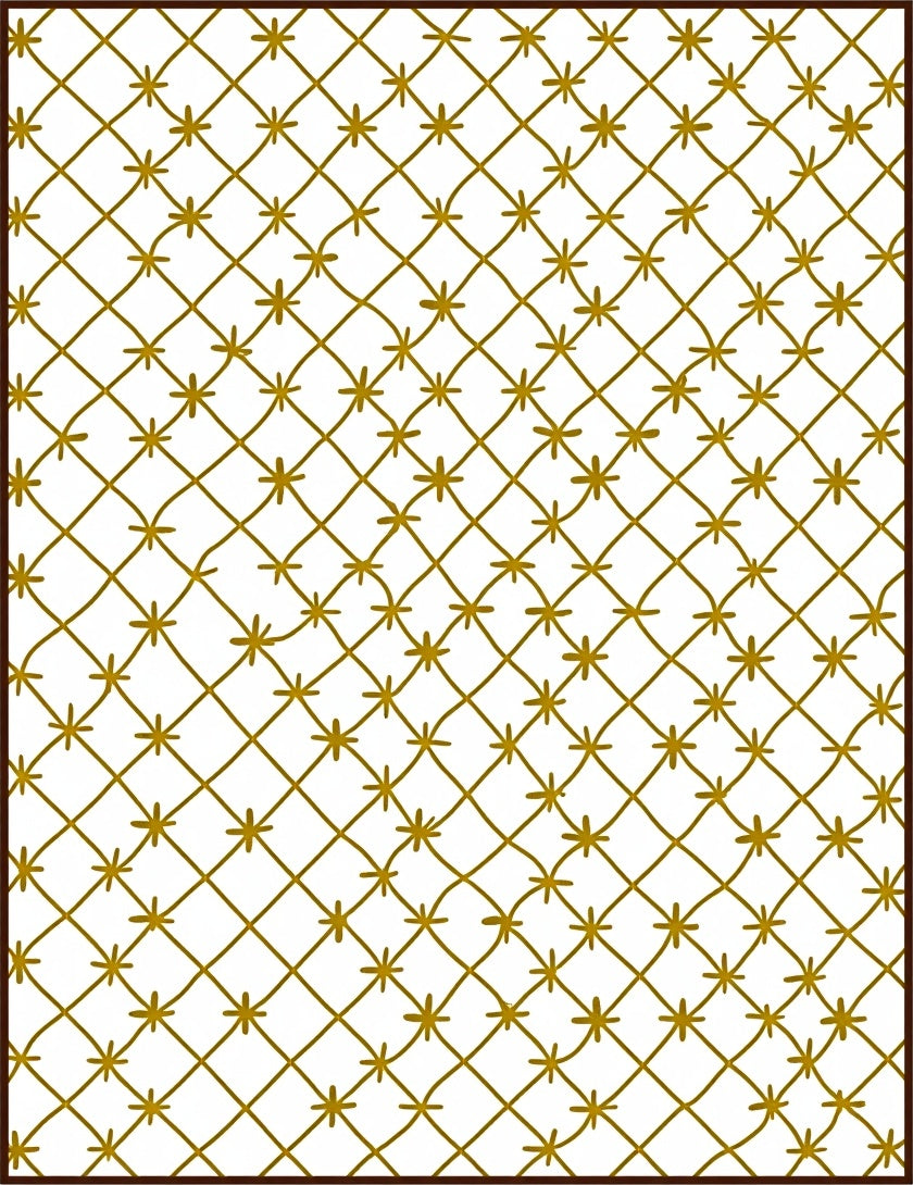 Golden Starburst Lattice Grid Rug