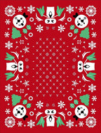Whimsical Red Panda Snowflakes Holiday Rug