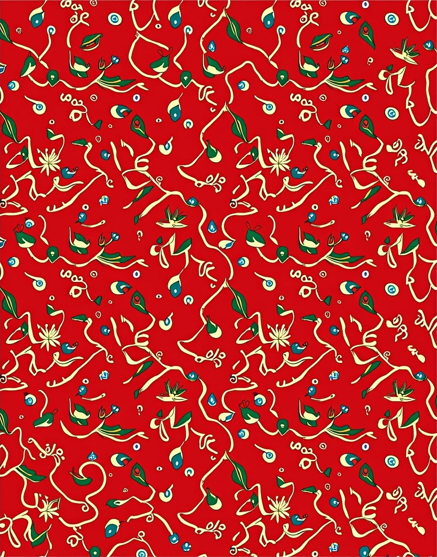 Red Floral Vines And Paisley Rug