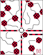 Red Black Checkerboard Hexagon Network Rug