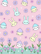 Cute Pastel Bunny and Bloom Rug