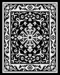 Black White Ornate Scrollwork Medallion Rug