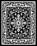 Black White Ornate Scrollwork Medallion Rug