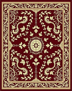 Regal Burgundy Gold Floral Medallion Rug
