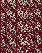Burgundy Pale Green Leafy Vine Rug