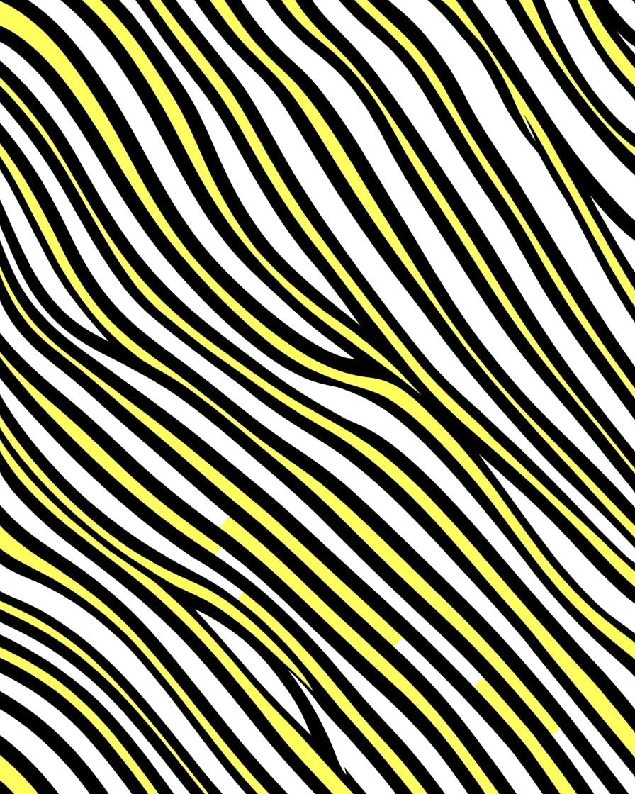 Bold Yellow Black White Wavy Stripes Rug