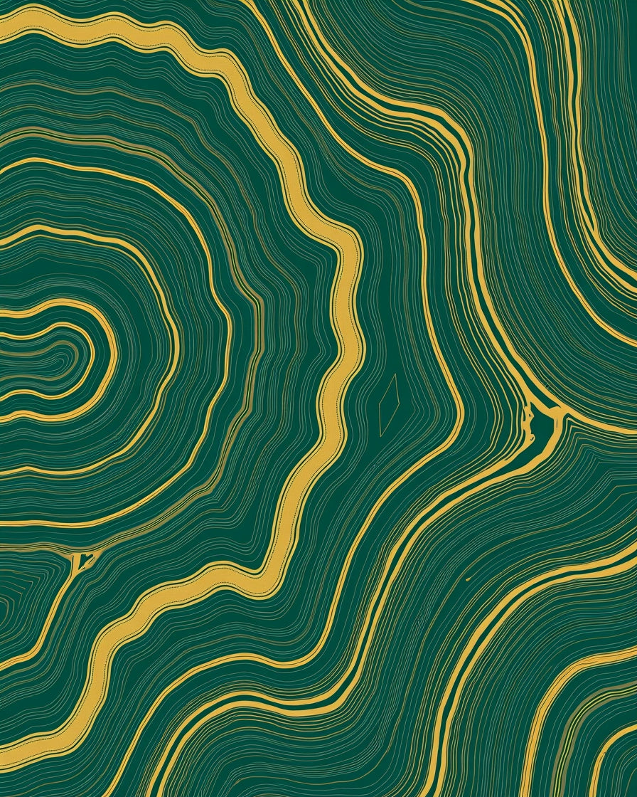 Deep Green Golden Agate Curves Rug