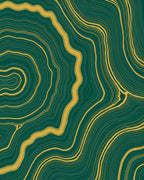 Deep Green Golden Agate Curves Rug