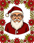 Festive Christmas Santa Poinsettia Garland Rug