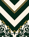 Dark Green Chevron Floral Medallion Rug