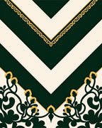 Dark Green Chevron Floral Medallion Rug