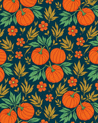 Orange Pumpkin Floral Foliage Autumn Rug