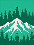Evergreen Mountain Forest Scene Rug