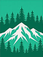 Evergreen Mountain Forest Scene Rug