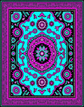 Vibrant Pink Turquoise Floral Medallion Frame Rug