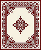 Ornate Crimson Floral Border Cream Rug