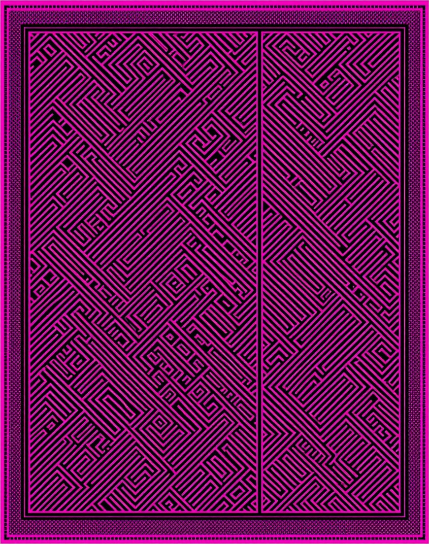 Hot Pink Geometric Maze Rug
