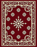 Crimson Floral Snowflake Border Rug