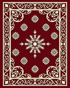 Crimson Floral Snowflake Border Rug