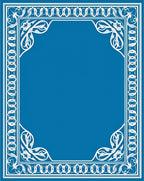 Deep Blue Ornate Floral Border Rug