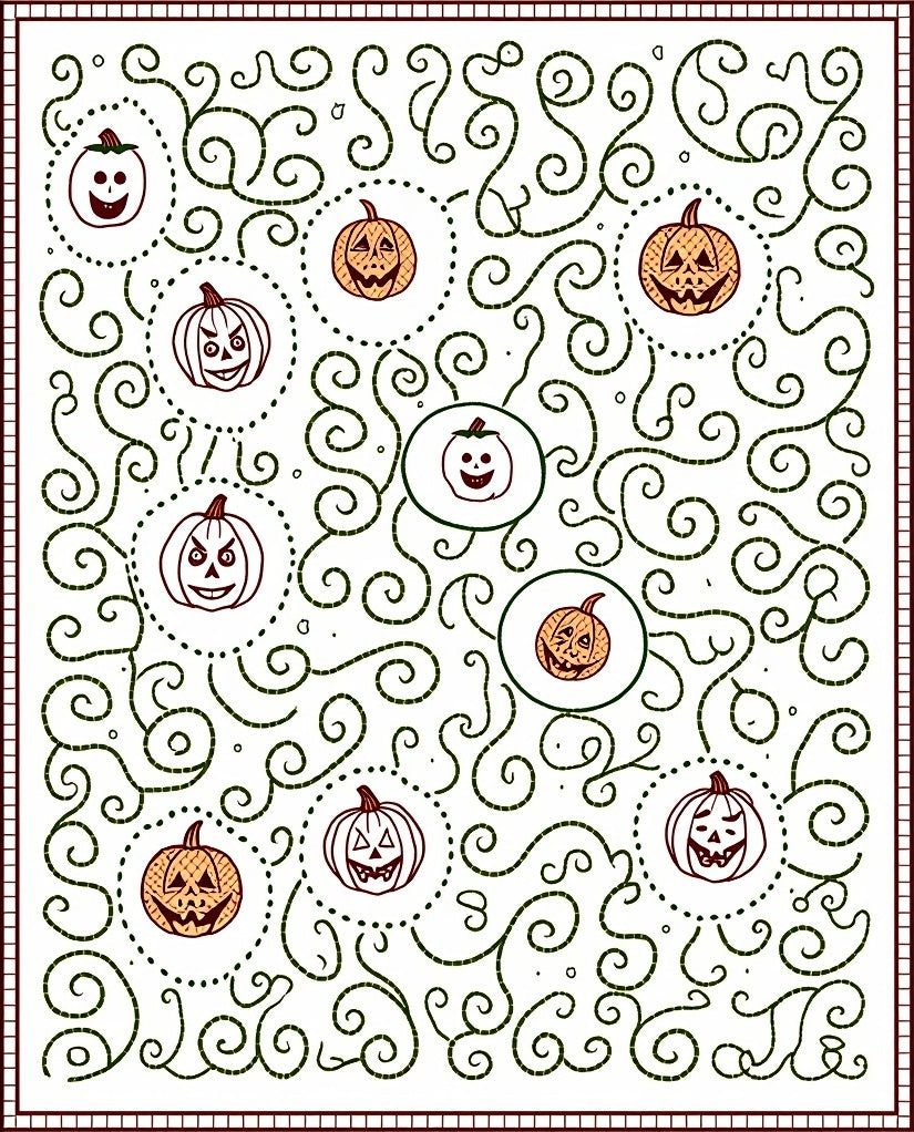 Whimsical Halloween Pumpkin Swirls Rug