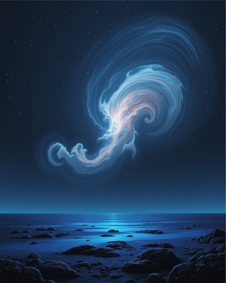 Cosmic Blue Swirl Nebula Rug