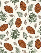 Brown Pinecone Green Leaf Repeating Rug