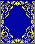 Royal Blue Yellow Art Nouveau Border Rug