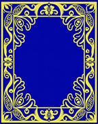 Royal Blue Yellow Art Nouveau Border Rug