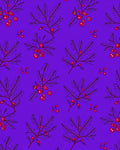 Botanical Red Berry Branches Purple Rug
