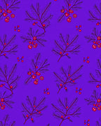 Botanical Red Berry Branches Purple Rug