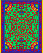 Vibrant Red Swirl Floral Garden Rug