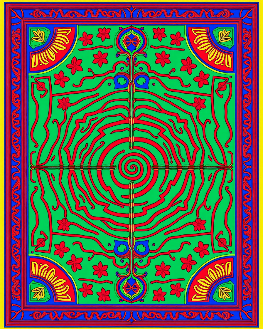 Vibrant Red Swirl Floral Garden Rug