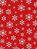White Snowflakes Red Holiday Rug