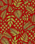 Vibrant Red Yellow Leafy Bloom Rug