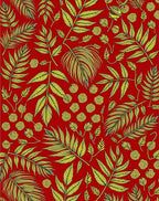 Vibrant Red Yellow Leafy Bloom Rug