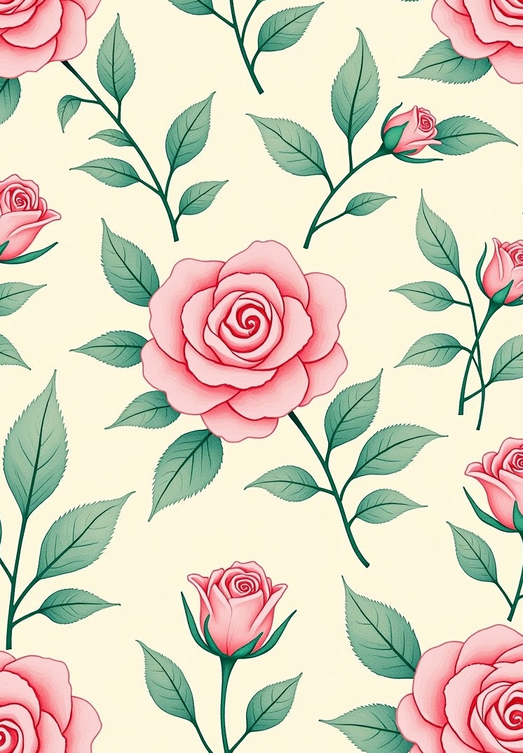 Pink Rose Blossom Watercolor Garden Rug