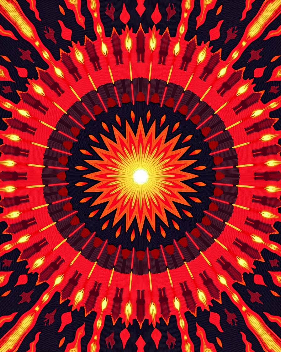 Fiery Sunburst Mandala Radiance Rug