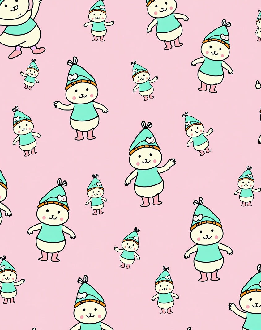 Cute Aqua Bunny Gnome Scatter Rug